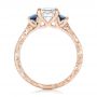14k Rose Gold 14k Rose Gold Custom Engraved Blue Sapphire And Diamond Engagement Ring - Front View -  102110 - Thumbnail