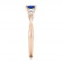 18k Rose Gold 18k Rose Gold Custom Engraved Blue Sapphire And Diamond Engagement Ring - Side View -  101957 - Thumbnail