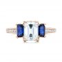 18k Rose Gold 18k Rose Gold Custom Engraved Blue Sapphire And Diamond Engagement Ring - Top View -  102110 - Thumbnail