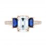 18k Rose Gold 18k Rose Gold Custom Engraved Blue Sapphire And Diamond Engagement Ring - Top View -  102110 - Thumbnail