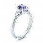  Platinum Custom Engraved Blue Sapphire And Diamond Engagement Ring