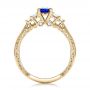18k Yellow Gold 18k Yellow Gold Custom Engraved Blue Sapphire And Diamond Engagement Ring - Front View -  101957 - Thumbnail