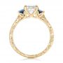 18k Yellow Gold 18k Yellow Gold Custom Engraved Blue Sapphire And Diamond Engagement Ring - Front View -  102110 - Thumbnail