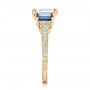 14k Yellow Gold 14k Yellow Gold Custom Engraved Blue Sapphire And Diamond Engagement Ring - Side View -  102110 - Thumbnail