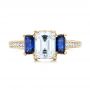 14k Yellow Gold 14k Yellow Gold Custom Engraved Blue Sapphire And Diamond Engagement Ring - Top View -  102110 - Thumbnail