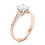 18k Rose Gold 18k Rose Gold Custom Engraved Diamond Engagement Ring - Three-Quarter View -  102107 - Thumbnail