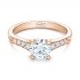 18k Rose Gold 18k Rose Gold Custom Engraved Diamond Engagement Ring - Flat View -  102107 - Thumbnail
