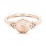 18k Rose Gold 18k Rose Gold Custom Engraved Diamond Engagement Ring - Flat View -  102815 - Thumbnail