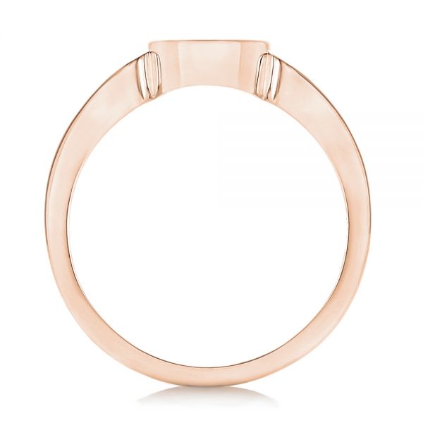 18k Rose Gold 18k Rose Gold Custom Engraved Diamond Engagement Ring - Front View -  102815