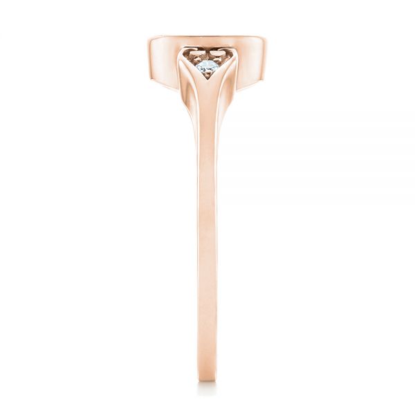 18k Rose Gold 18k Rose Gold Custom Engraved Diamond Engagement Ring - Side View - 102815