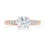 18k Rose Gold 18k Rose Gold Custom Engraved Diamond Engagement Ring - Top View -  102107 - Thumbnail