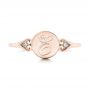 18k Rose Gold 18k Rose Gold Custom Engraved Diamond Engagement Ring - Top View -  102815 - Thumbnail