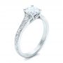14k White Gold Custom Engraved Diamond Engagement Ring - Three-Quarter View -  102107 - Thumbnail