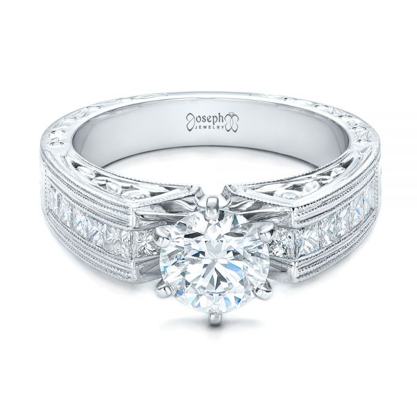Custom Engraved Diamond Engagement Ring 102035 Seattle Bellevue