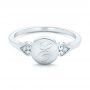 14k White Gold Custom Engraved Diamond Engagement Ring - Flat View -  102815 - Thumbnail