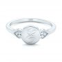 18k White Gold 18k White Gold Custom Engraved Diamond Engagement Ring - Flat View -  102815 - Thumbnail