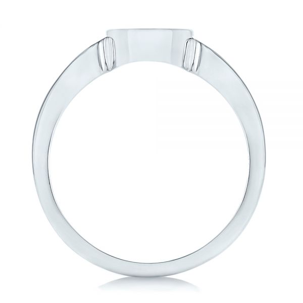 14k White Gold Custom Engraved Diamond Engagement Ring - Front View -  102815