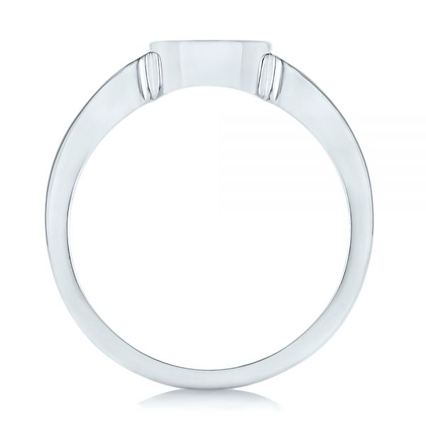 14k White Gold Custom Engraved Diamond Engagement Ring - Front View - 102815