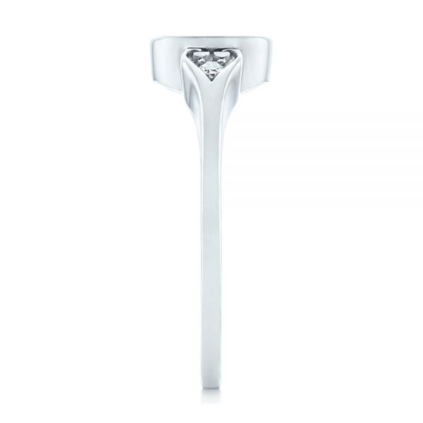 14k White Gold Custom Engraved Diamond Engagement Ring - Side View - 102815