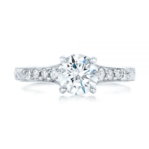 Custom Engraved Diamond Engagement Ring #102107 - Seattle Bellevue ...