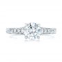 18k White Gold 18k White Gold Custom Engraved Diamond Engagement Ring - Top View -  102107 - Thumbnail