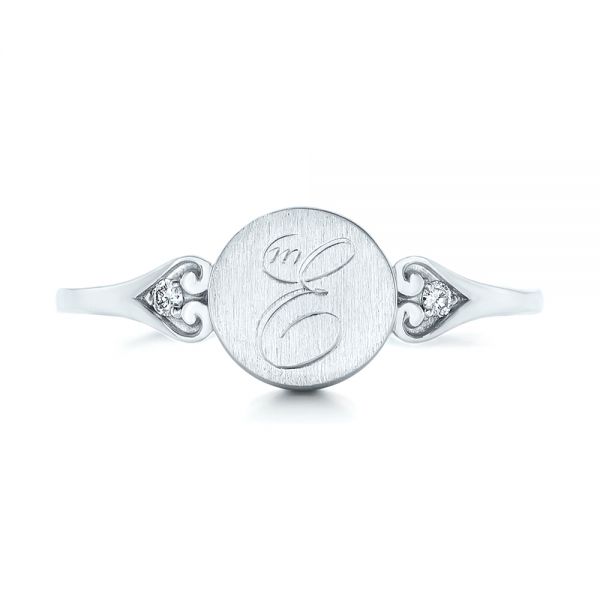Custom Engraved Diamond Engagement Ring - Image
