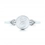 14k White Gold Custom Engraved Diamond Engagement Ring - Top View -  102815 - Thumbnail