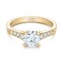18k Yellow Gold 18k Yellow Gold Custom Engraved Diamond Engagement Ring - Flat View -  102107 - Thumbnail