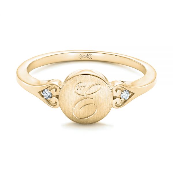 14k Yellow Gold 14k Yellow Gold Custom Engraved Diamond Engagement Ring - Flat View - 102815