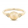 14k Yellow Gold 14k Yellow Gold Custom Engraved Diamond Engagement Ring - Flat View -  102815 - Thumbnail