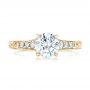 14k Yellow Gold 14k Yellow Gold Custom Engraved Diamond Engagement Ring - Top View -  102107 - Thumbnail