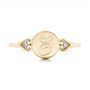 18k Yellow Gold 18k Yellow Gold Custom Engraved Diamond Engagement Ring - Top View -  102815 - Thumbnail
