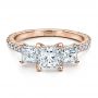 18k Rose Gold 18k Rose Gold Custom Engraved Engagement Ring - Flat View -  1441 - Thumbnail