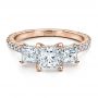 18k Rose Gold 18k Rose Gold Custom Engraved Engagement Ring - Flat View -  1441 - Thumbnail