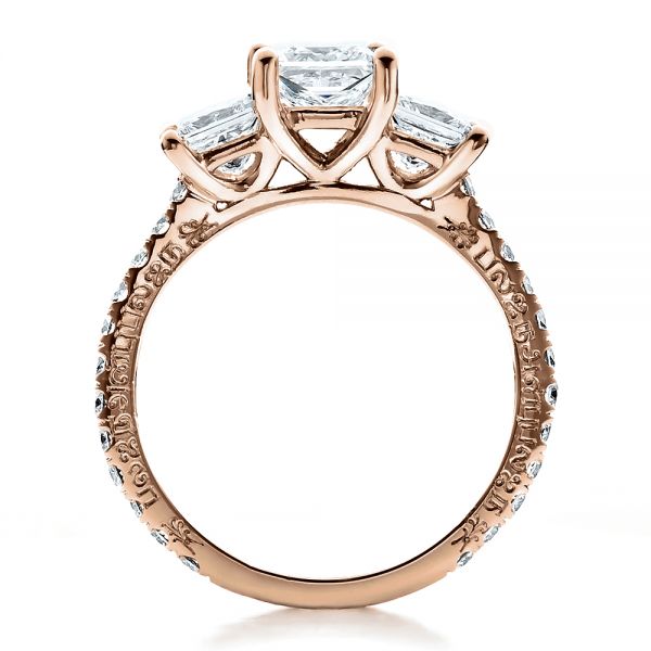 14k Rose Gold 14k Rose Gold Custom Engraved Engagement Ring - Front View -  1441