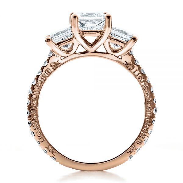 14k Rose Gold 14k Rose Gold Custom Engraved Engagement Ring - Front View - 1441