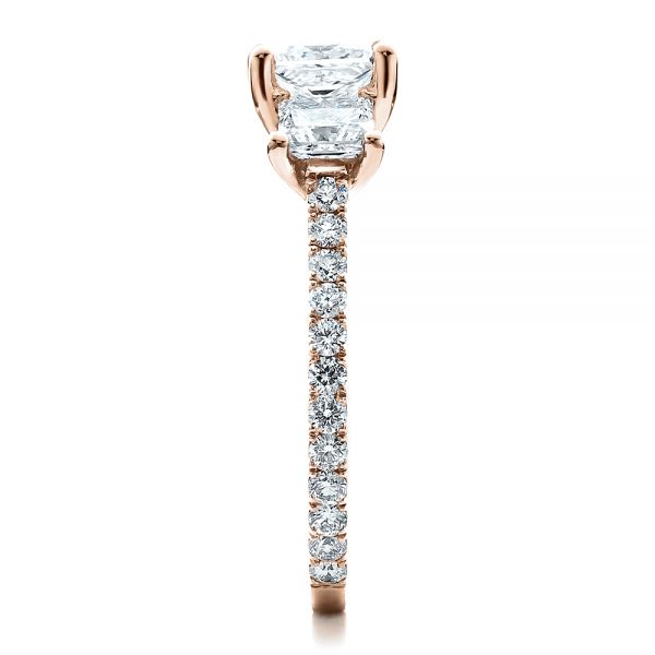 18k Rose Gold 18k Rose Gold Custom Engraved Engagement Ring - Side View -  1441