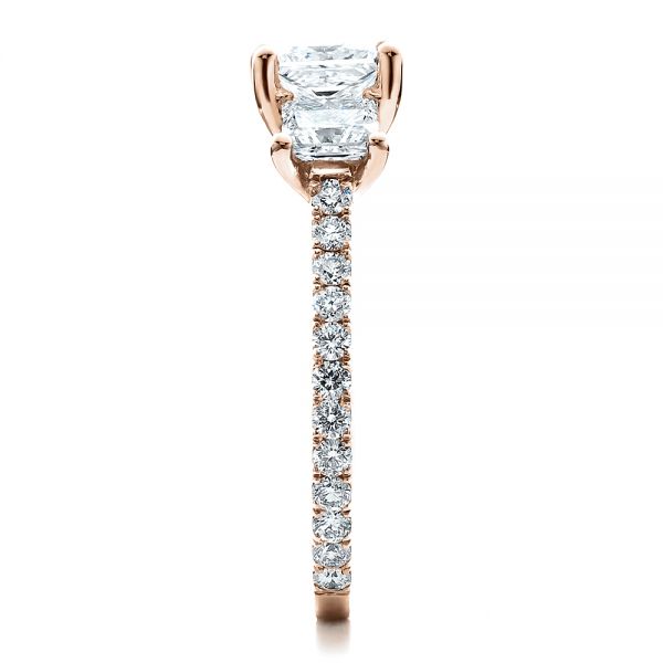 14k Rose Gold 14k Rose Gold Custom Engraved Engagement Ring - Side View - 1441