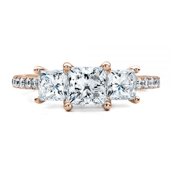 14k Rose Gold 14k Rose Gold Custom Engraved Engagement Ring - Top View - 1441