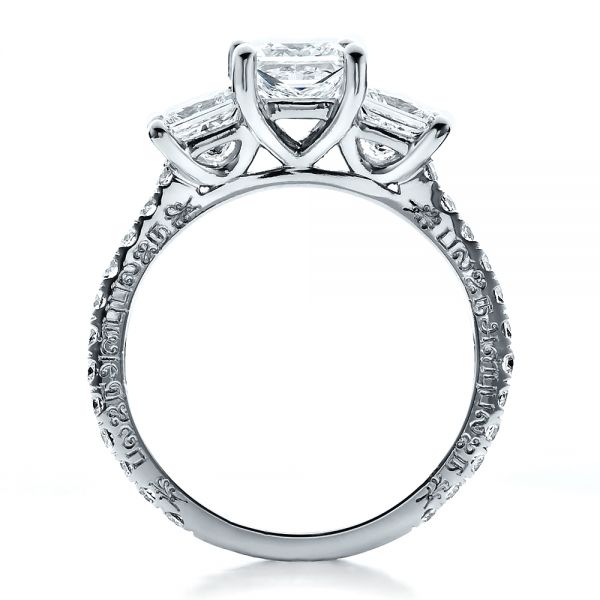 14k White Gold 14k White Gold Custom Engraved Engagement Ring - Front View -  1441