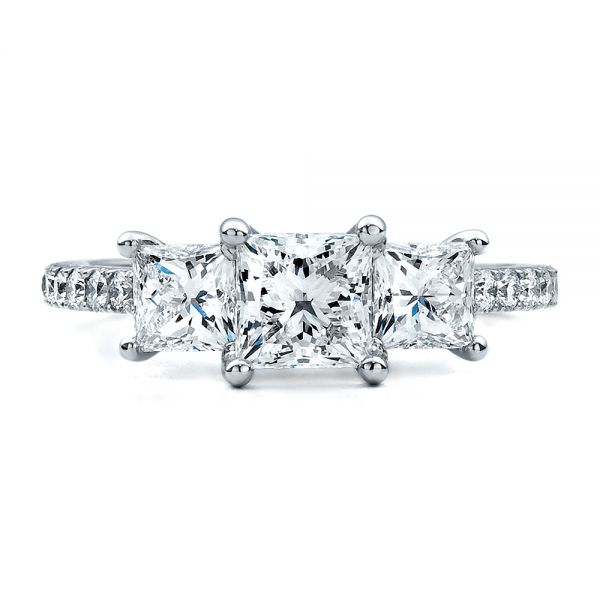  Platinum Custom Engraved Engagement Ring - Top View -  1441