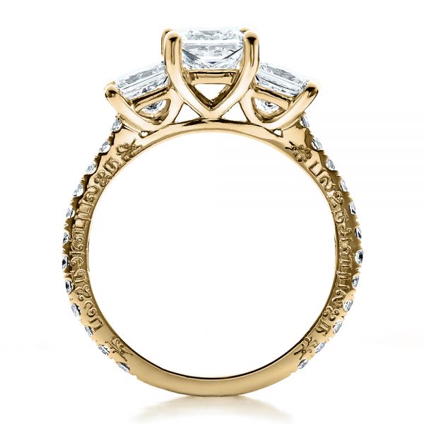 18k Yellow Gold 18k Yellow Gold Custom Engraved Engagement Ring - Front View -  1441