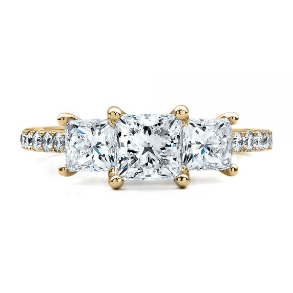 18k Yellow Gold 18k Yellow Gold Custom Engraved Engagement Ring - Top View - 1441