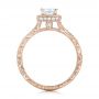 14k Rose Gold 14k Rose Gold Custom Engraved Princess Cut And Halo Diamond Engagement Ring - Front View -  101592 - Thumbnail