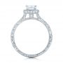 18k White Gold 18k White Gold Custom Engraved Princess Cut And Halo Diamond Engagement Ring - Front View -  101592 - Thumbnail