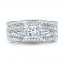 14k White Gold Custom Engraved Princess Cut And Halo Diamond Engagement Ring - Top View -  101592 - Thumbnail