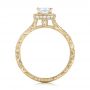 18k Yellow Gold 18k Yellow Gold Custom Engraved Princess Cut And Halo Diamond Engagement Ring - Front View -  101592 - Thumbnail