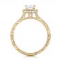 18k Yellow Gold 18k Yellow Gold Custom Engraved Princess Cut And Halo Diamond Engagement Ring - Front View -  101592 - Thumbnail