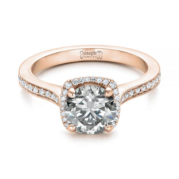 14k Rose Gold 14k Rose Gold Custom Fancy Grey Diamond Engagement Ring - Flat View -  102097