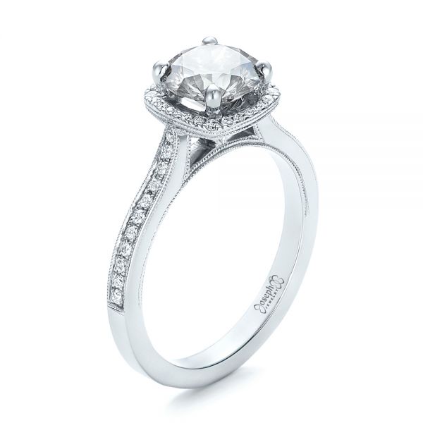 14k White Gold 14k White Gold Custom Fancy Grey Diamond Engagement Ring - Three-Quarter View -  102097